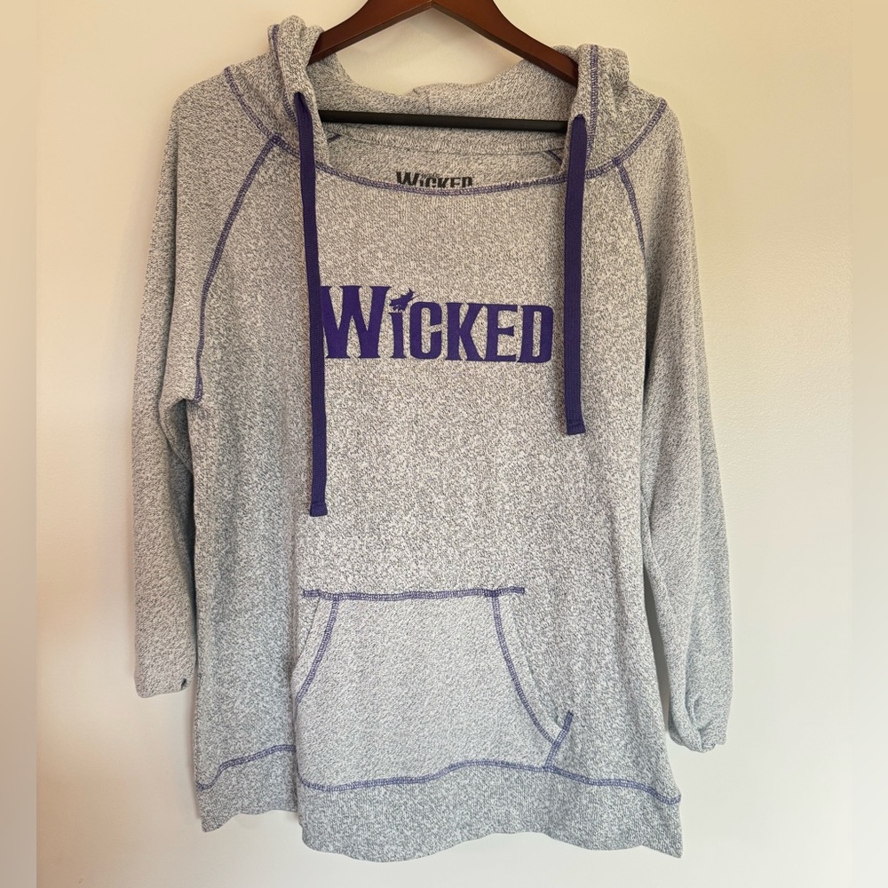 Broadway WICKED Sweatshirt Heather Gray Purple Trim Show Women’s XL Hoodie